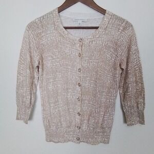 Banana Republic Women's Brown White Button Up Scoop Neck Size SX Sweater‎
